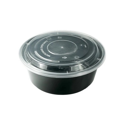 ECOFOL Plastová miska PP na polévku PHO 1000 ml černá s transp. víčkem ideal pack® krt/150 ks