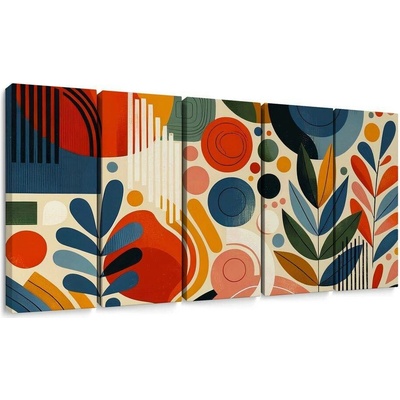 5-dílný obraz moderní abstraktní tvary - 150x75