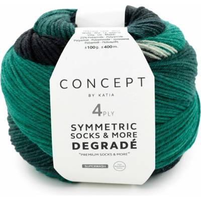 SYMMETRIC DEGRADÉ SOCKS 2026 Katia Farby SYMMETRIC DEGRADÉ SOCKS: 55 smaragdová-čierna