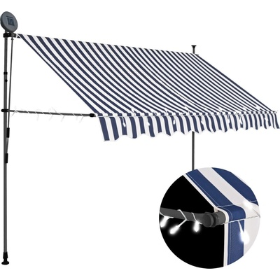 vidaXL Ručně zatahovací markýza s LED světlem 300 cm modrobílá