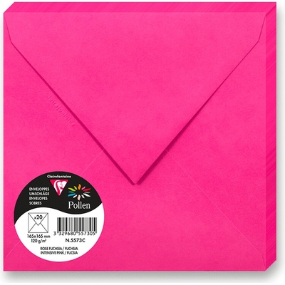 Clairefontaine 165 × 165 mm - barevná obálka - 20 ks, růžová