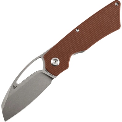 Tenable Goblin L - Stonewashed 14C28N with Brown Micarta handle B3016A4