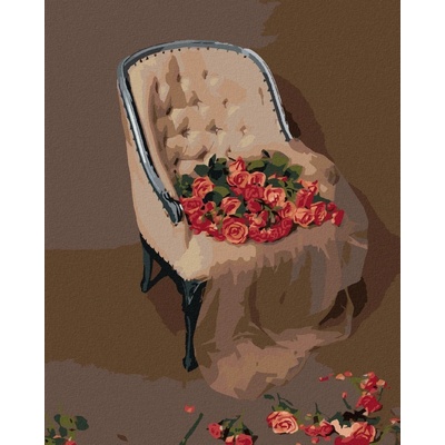 Zuty Malování Podle Čísel Růže Na Sametovém Křesle 80 x 100 Cm Plátno