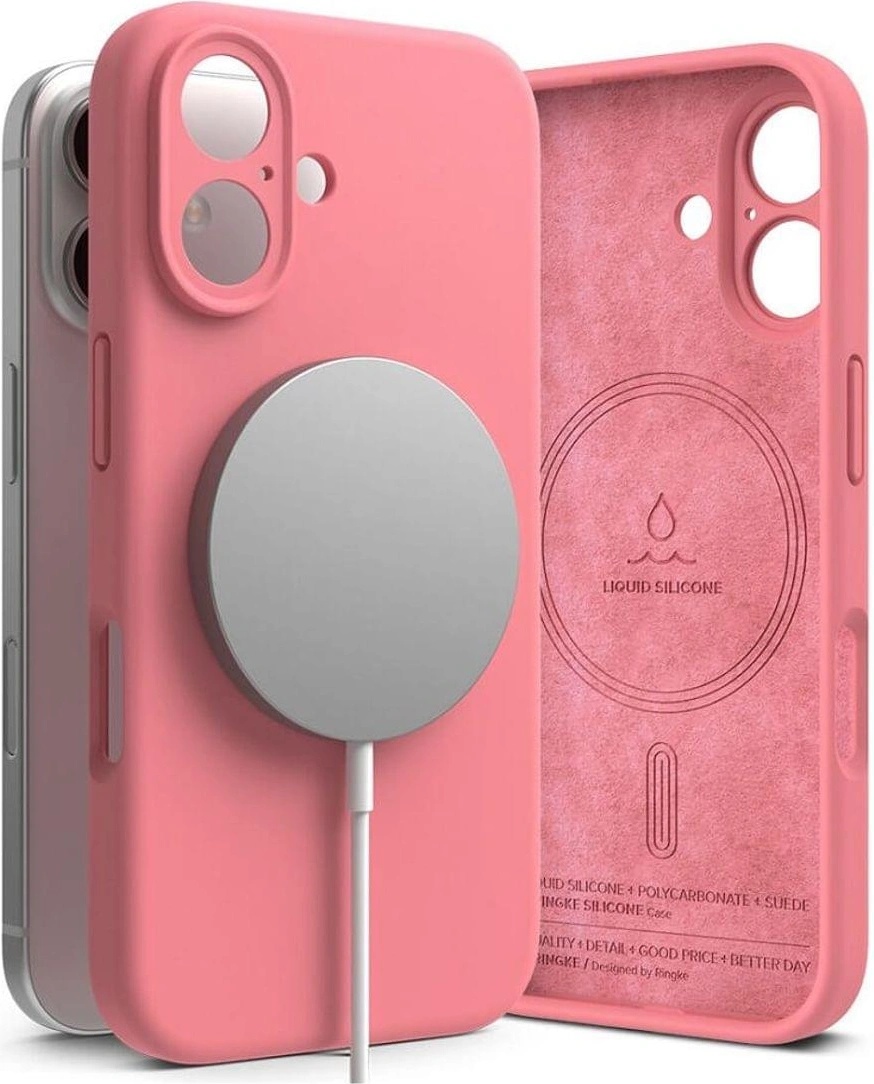 Ringke Magsafe Калъф за iPhone 16, Ringke Silicone Magnetic Case, Розов (8800274960657)
