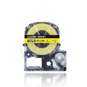 Compatible Epson LC-SC9YW, 9mm x 8m, черен печат / жълт фон, съвместима лента (LCSC9YW)