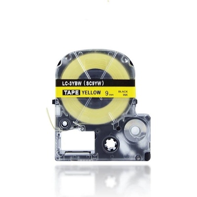 Compatible Epson LC-3YBP, SC9YW, 9mm x 8m, черен печат / жълт фон, съвместима лента (LCSC9YW)