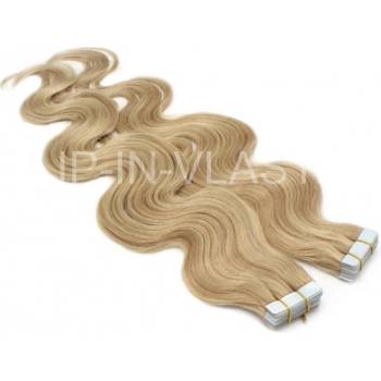 Vlnité 60cm tape hair pravé lidské vlasy přírodní světlejší blond