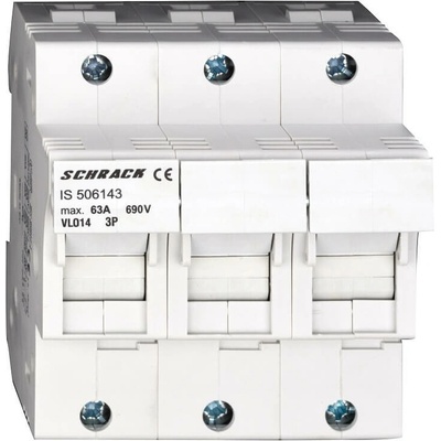 Schrack pojistkový odpínač 14x51mm, 3pólový, 50A, na montážní lištu, IS506143