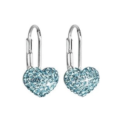 Pavona Dívčí stříbrné náušnice srdíčka s krystaly Crystals from Swarovski Aqua 31125.3 Aqua