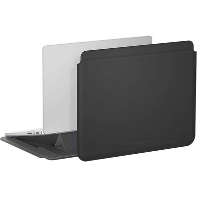 AmazingThing Matte Pro Mag Laptop Sleeve with Stand 14 - кожен калъф с поставка за MacBook Air 13, MacBook Pro 13, MacBook Pro 14 и лаптопи до 14 инча (черен)