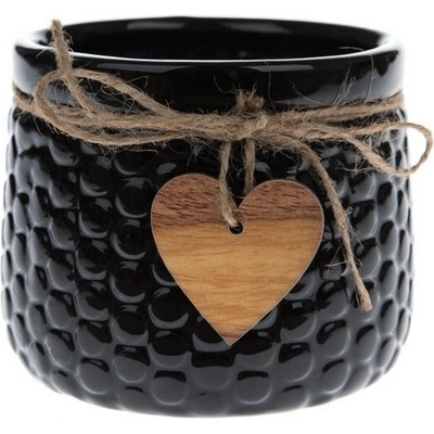 Indecor Květináč keramika dřevo černý 10x10x13 cm