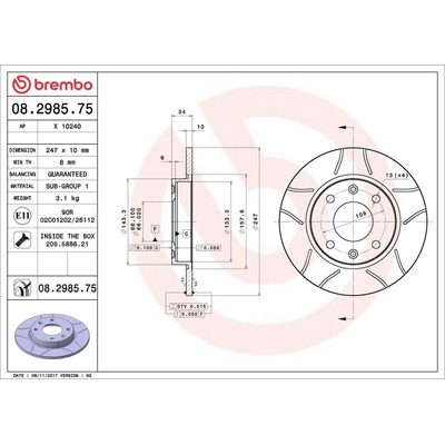 Brzdový kotouč BREMBO 08.2985.75