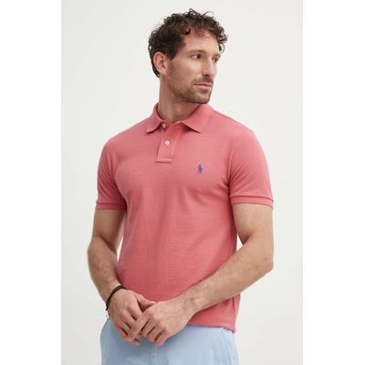 Ralph Lauren Памучна тениска с яка Polo Ralph Lauren в розово с изчистен дизайн 710536856 (710536856)