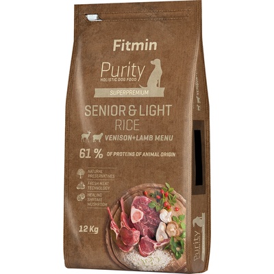 Fitmin 12кг Purity Senior & Light Rice Fitmin dog, суха храна за кучета - с еленско и агнешко