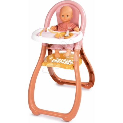 Smoby Jedálenská stolička Highchair Natur D'Amour Baby Nurse s 2 doplnkami pre 42 cm bábiku od 18 mes