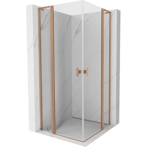 Mexen Mist L Duo люлееща се душ кабина 95 x 95 см, прозрачна, четкан мед - 8A4L-095-095-65-00 (8A4L-095-095-65-00)