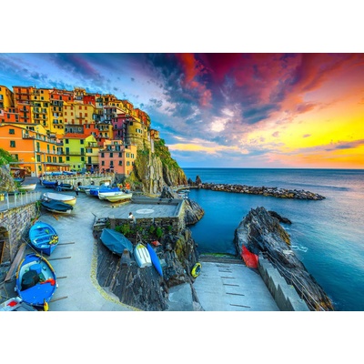 Enjoy - Puzzle Manarola Harbor at Sunset, Cinque Terre, Italy - 1 000 piese