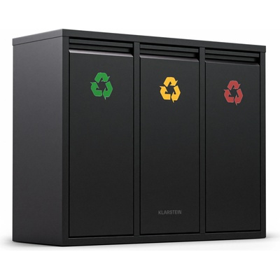 Klarstein Ordnungshüter 3, кошче за отпадъци, 45 литра, 3 контейнера за рециклиране, монтаж на стена (KG11-OrdMülleimschwa) (KG11-OrdMülleimschwa)