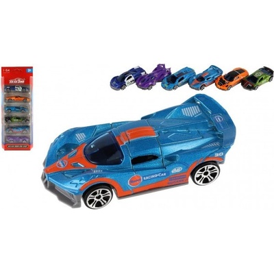 Teddies Auto športové 6ks kov/plast 8cm na voľný chod v krabičke 10,5x27,5x4cm