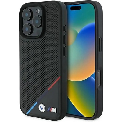 BMW M Perforated Tricolor Line MagSafe калъф за iPhone 16 Pro - черен (3666339323868)