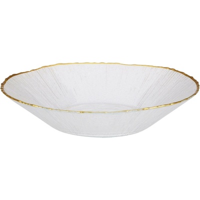 Home Styling Collection Skleněný hluboký talíř se zlatým okrajem DATURA 20 cm transparentní