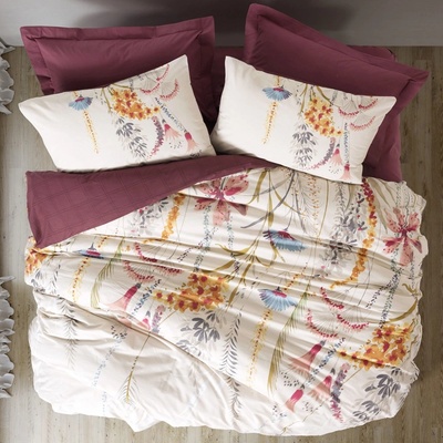 TopMebel Комплект калъфки за завивки Flos 4 бр Двойни 200x220 бордо червен цвят