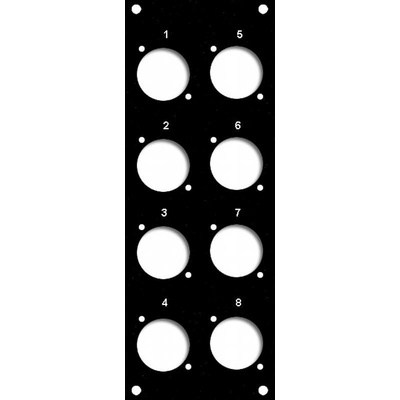 Čelní deska s 8 x XLR otvory, 1-8 popis (D-Typ) 4HEx1BE