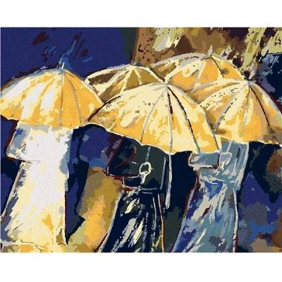 zuty Malování Podle Čísel Lidé Se Zlatými Deštníky 40 x 50 Cm Plátno Rám