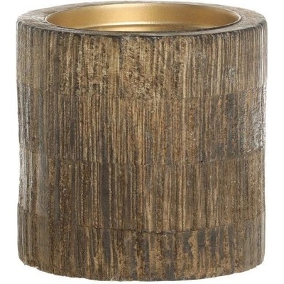 Dřevěný sloupovitý svícen na širokou svíčku Mango Wood M - Ø 10*10 cm - Chic Antique