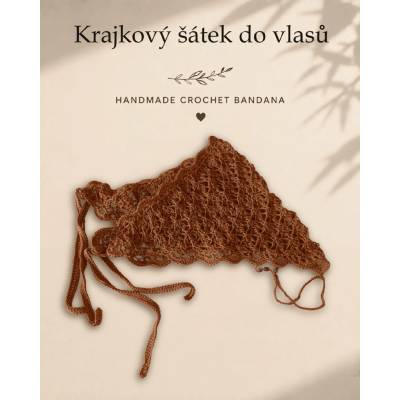 Maliso šátek do vlasů bandana z přírodní bavlny hnědá
