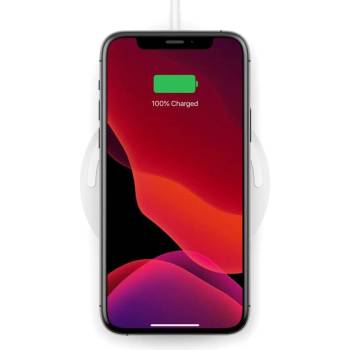 Belkin Boost Charge Wireless Charging Pad 10W + QC 3.0 Wall Charger + Cable - поставка (пад) за безжично захранване за Apple, Samsung, LG, Sony и други QI съвместими устройства (бял)