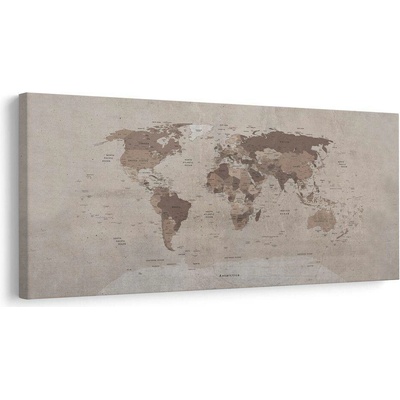 Obraz mapa světa v béžové - 120x60