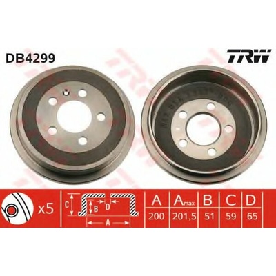 Brzdový buben TRW DB4299 zadní levý nebo pravý