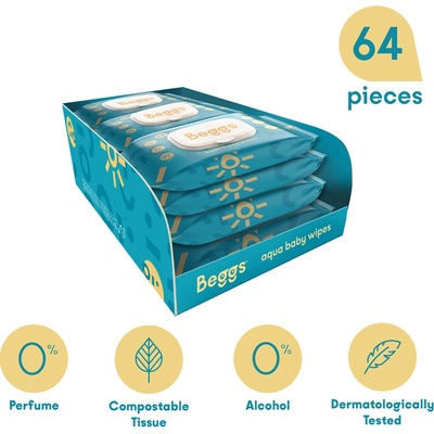 Beggs vlhčené splachovateľné obrúsky 12 x 64 ks