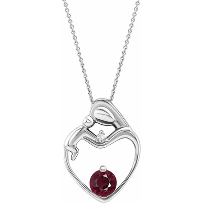 Eppi Přívěsek matka a dítě s rhodolit granátem a diamantem Ella P38457
