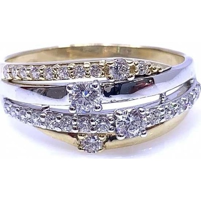 Diante Zlatý prsten s bílým kamenem 59637916