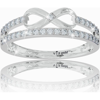 VIPgold Zlatý prsteň s bielymi zafírmi v bielom zlate R35730b S