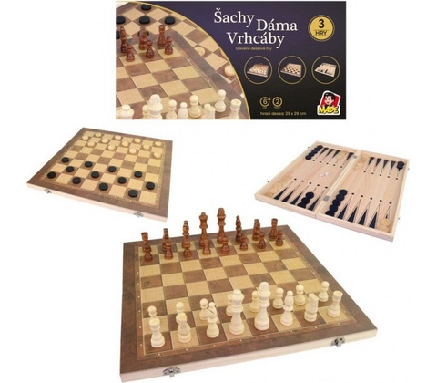Šachy, Dáma, Backgammon 29 x 29cm