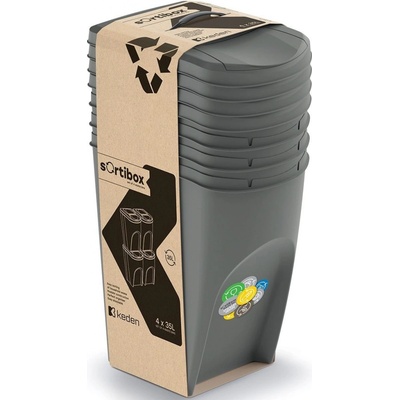 Prosperplast Sada 4 odpadkových košů SORTIBOX IV šedý 4 x 35 l