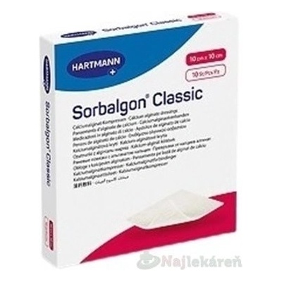 Sorbalgon Classic krytie kalciumalginátové, 10 x 10 cm, 10 ks