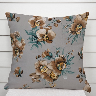 Biante bavlna Sandra SA-622 Hnedé orchidey na sivom 30 x 50 cm