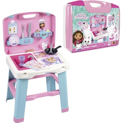 Smoby Kuchynka v kufríku Gabby Kitchen prenosná so 16 doplnkami a kartičky s receptami