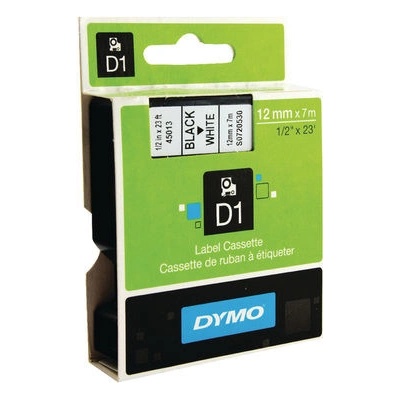 Dymo originální páska do tiskárny štítků, Dymo, 45013, S0720530, černý tisk/bílý podklad, 7m, 12mm, D1