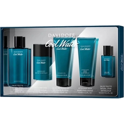 Cool Water Комплект (EDT 125ml + Deo Stick 75ml + AS Balm 75ml + SG 75ml + EDT 15ml) за Мъже