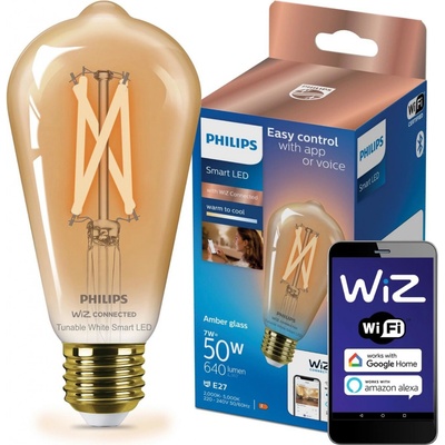WiZ LED žiarovka E27 ST64 7W = 50W Filament Amber SMART WiFi Philips