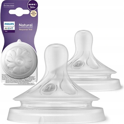 Philips Avent savička Natural Response 4 střední průtok 2 ks transparentní – Hledejceny.cz