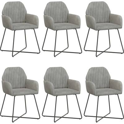vidaXL Обедени столове 6 pcs Кадифе Светлосиво 55 x 50 x 84 см (3428383)