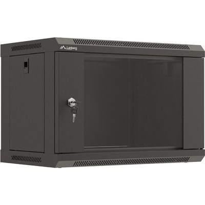 Lanberg Комуникационен шкаф Lanberg rack cabinet 19" wall-mount 6U/540x350 (flat pack) with glass door black (WF03-5306-10B)