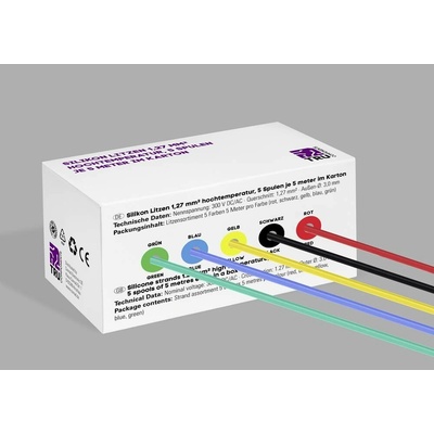 TRU COMPONENTS TC-14085016 Silikónová licna, 1.27 mm², červená, čierna, žltá, modrá, zelená, 1 sada