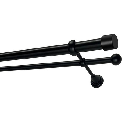 OK-GarnýžeCZ Garnýž kovová dvouřadá 25/16mm Pullo černá 100 cm do stěny / na tunýlek - bez kroužků